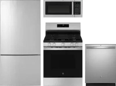 4 Piece Package Includes Refrigerator, Range, Microwave And Dishwasher