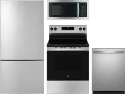 4 Piece Package Includes Refrigerator, Range, Microwave And Dishwasher