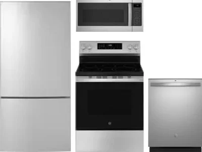 4 Piece Package Includes Refrigerator, Range, Microwave And Dishwasher