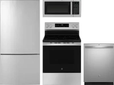 4 Piece Package Includes Refrigerator, Range, Microwave And Dishwasher