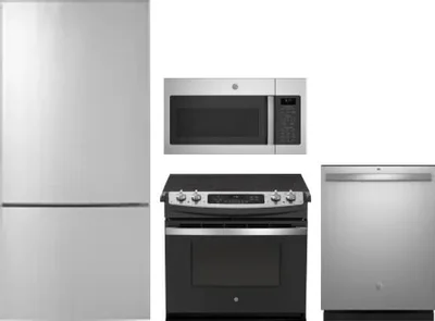 4 Piece Package Includes Refrigerator, Range, Microwave And Dishwasher