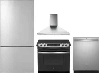 4 Piece Package Includes Refrigerator, Range, Hood And Dishwasher