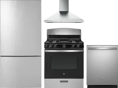 4 Piece Package Includes Refrigerator, Range, Hood And Dishwasher