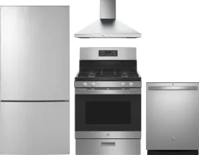 4 Piece Package Includes Refrigerator, Range, Hood And Dishwasher