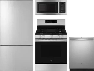 4 Piece Package Includes Refrigerator, Range, Microwave And Dishwasher