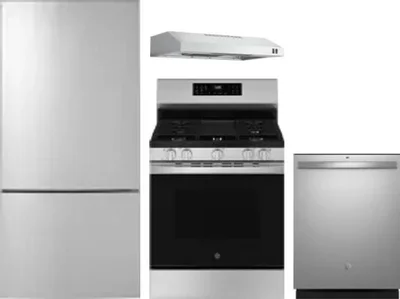 4 Piece Package Includes Refrigerator, Range, Hood And Dishwasher