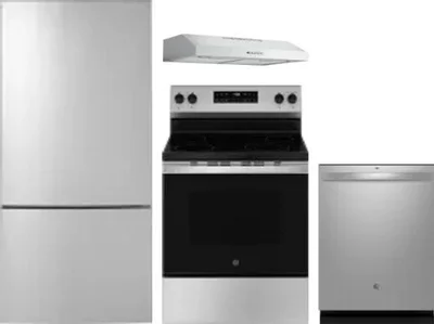 4 Piece Package Includes Refrigerator, Range, Hood And Dishwasher