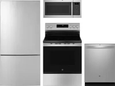 4 Piece Package Includes Refrigerator, Range, Microwave And Dishwasher