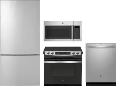 4 Piece Package Includes Refrigerator, Range, Microwave And Dishwasher