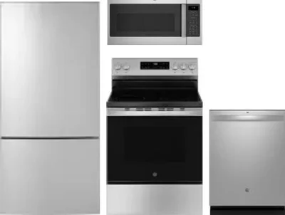 4 Piece Package Includes Refrigerator, Range, Microwave And Dishwasher