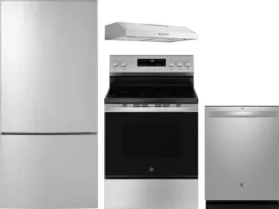 4 Piece Package Includes Refrigerator, Range, Hood And Dishwasher