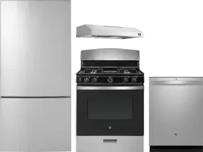 4 Piece Package Includes Refrigerator, Range, Hood And Dishwasher