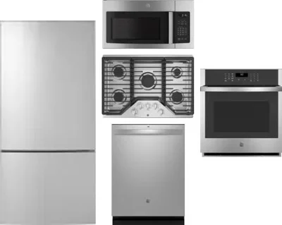 5 Piece Package Includes Refrigerator, Cooktop, Wall Oven, Microwave And Dishwasher