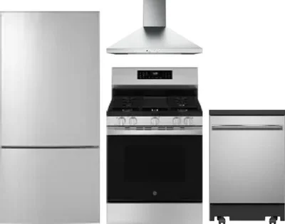 4 Piece Package Includes Refrigerator, Range, Hood And Dishwasher