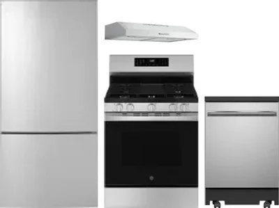 4 Piece Package Includes Refrigerator, Range, Hood And Dishwasher