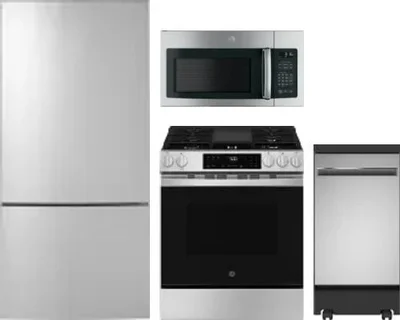 4 Piece Package Includes Refrigerator, Range, Microwave And Dishwasher