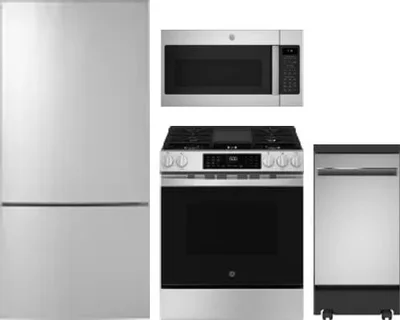 4 Piece Package Includes Refrigerator, Range, Microwave And Dishwasher