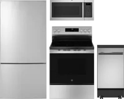4 Piece Package Includes Refrigerator, Range, Microwave And Dishwasher