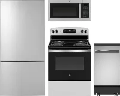 4 Piece Package Includes Refrigerator, Range, Microwave And Dishwasher