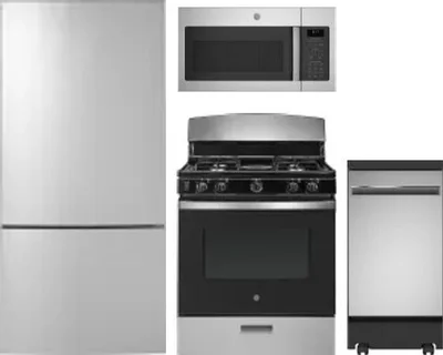 4 Piece Package Includes Refrigerator, Range, Microwave And Dishwasher