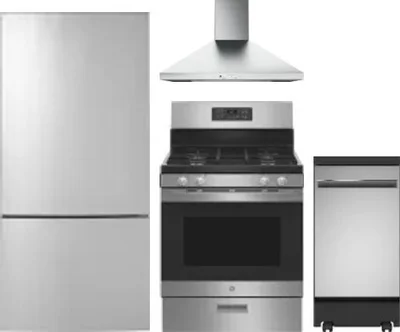4 Piece Package Includes Refrigerator, Range, Hood And Dishwasher