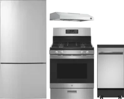 4 Piece Package Includes Refrigerator, Range, Hood And Dishwasher