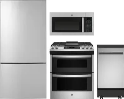 4 Piece Package Includes Refrigerator, Range, Microwave And Dishwasher