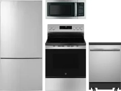 4 Piece Package Includes Refrigerator, Range, Microwave And Dishwasher