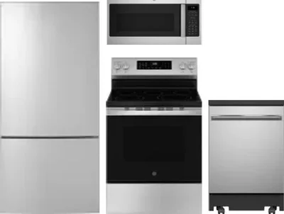 4 Piece Package Includes Refrigerator, Range, Microwave And Dishwasher