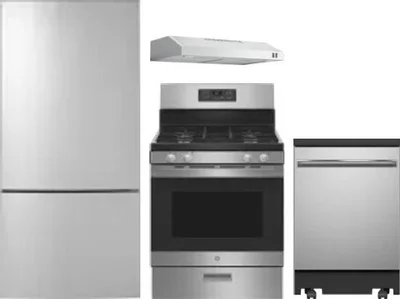 4 Piece Package Includes Refrigerator, Range, Hood And Dishwasher