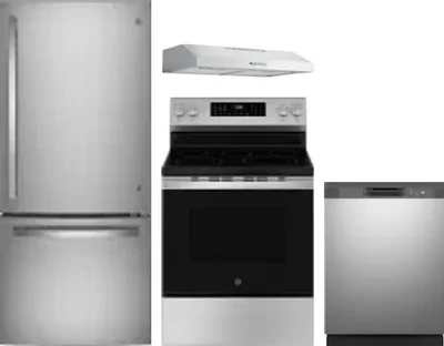 4 Piece Package Includes Refrigerator, Range, Hood And Dishwasher
