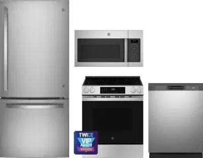 4 Piece Package Includes Refrigerator, Range, Microwave And Dishwasher