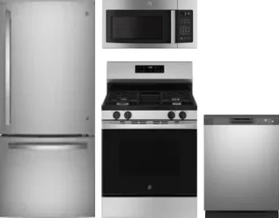 4 Piece Package Includes Refrigerator, Range, Microwave And Dishwasher