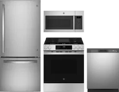 4 Piece Package Includes Refrigerator, Range, Microwave And Dishwasher