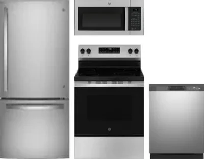 4 Piece Package Includes Refrigerator, Range, Microwave And Dishwasher