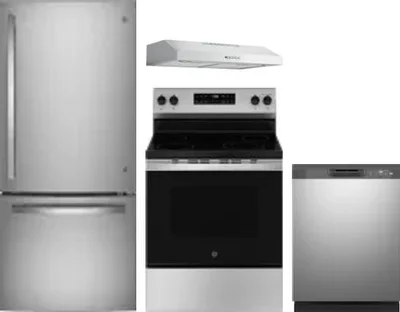 4 Piece Package Includes Refrigerator, Range, Hood And Dishwasher