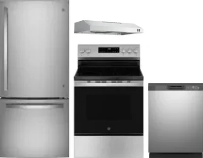 4 Piece Package Includes Refrigerator, Range, Hood And Dishwasher