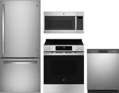 4 Piece Package Includes Refrigerator, Range, Microwave And Dishwasher