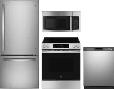 4 Piece Package Includes Refrigerator, Range, Microwave And Dishwasher