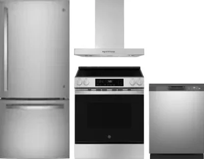 4 Piece Package Includes Refrigerator, Range, Hood And Dishwasher