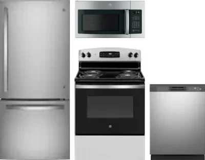 4 Piece Package Includes Refrigerator, Range, Microwave And Dishwasher