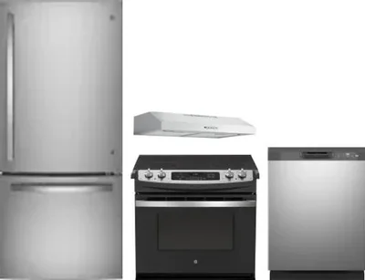 4 Piece Package Includes Refrigerator, Range, Hood And Dishwasher