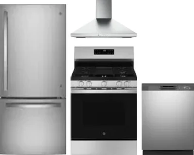 4 Piece Package Includes Refrigerator, Range, Hood And Dishwasher