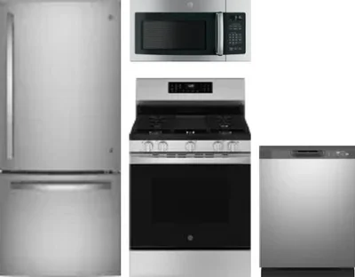 4 Piece Package Includes Refrigerator, Range, Microwave And Dishwasher