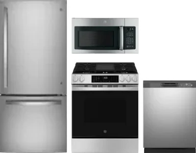 4 Piece Package Includes Refrigerator, Range, Microwave And Dishwasher