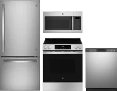 4 Piece Package Includes Refrigerator, Range, Microwave And Dishwasher