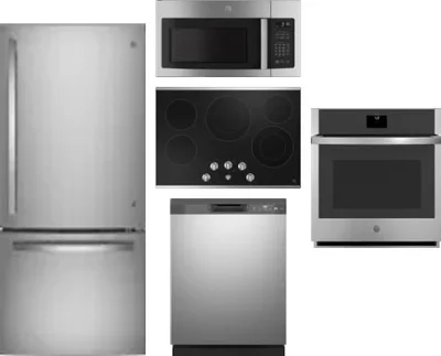 5 Piece Package Includes Refrigerator, Cooktop, Wall Oven, Microwave And Dishwasher