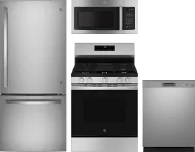 4 Piece Package Includes Refrigerator, Range, Microwave And Dishwasher