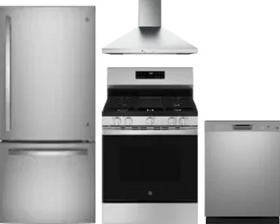 4 Piece Package Includes Refrigerator, Range, Hood And Dishwasher