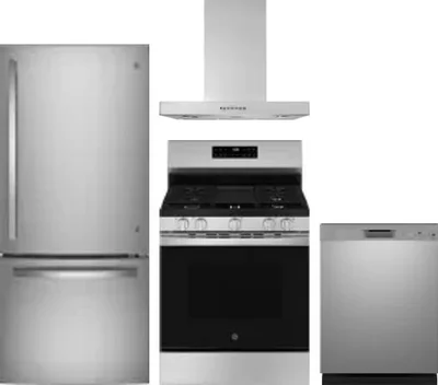 4 Piece Package Includes Refrigerator, Range, Hood And Dishwasher